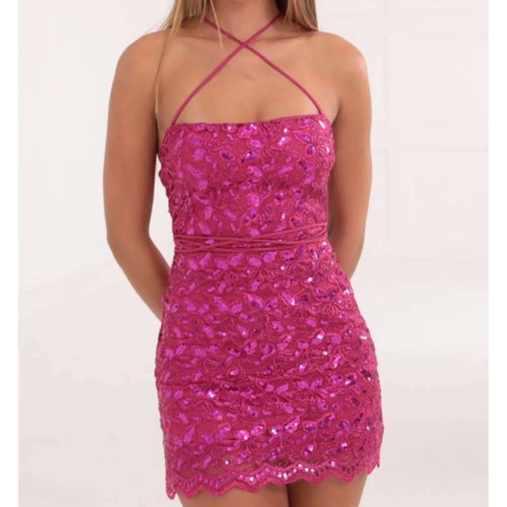Lucy in The Sky pink sequin mini dress